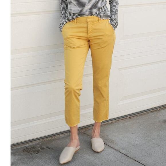 Nili Lotan East Hampton Pants Straight Leg Cropped Ankle Tuscan Yellow Size 6 - Picture 1 of 16